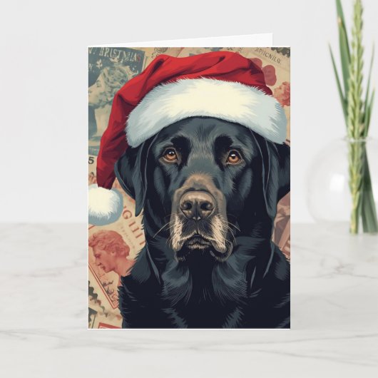 Zwarte labrador kerst feestdagen kaart (Voorkant)