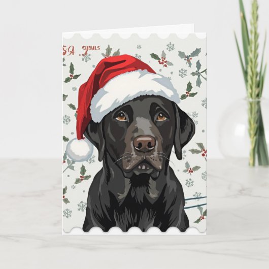 Zwarte labrador kerst feestdagen kaart (Voorkant)