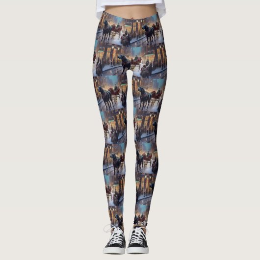 Zwarte Labrador Kerst Feestelijke Periode Leggings (Voorkant)