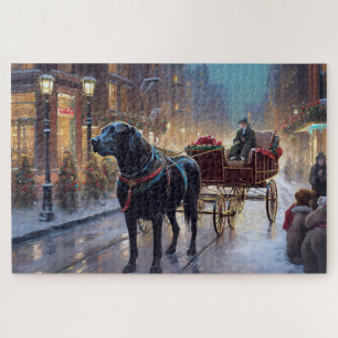 Zwarte Labrador Kerst Feestelijke Periode Legpuzzel
