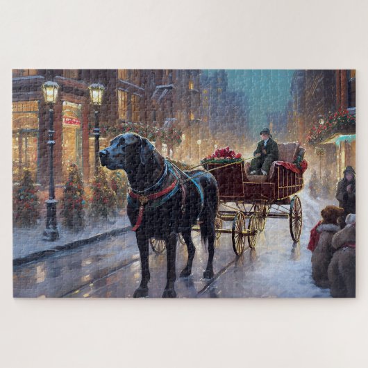 Zwarte Labrador Kerst Feestelijke Periode Legpuzzel (Horizontaal)