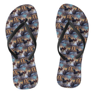 Zwarte Labrador Kerst Feestelijke Periode  Teenslippers