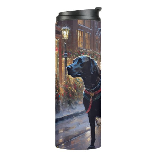 Zwarte Labrador Kerst Feestelijke Periode Thermosbeker (Gedraaid links)