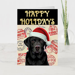 Zwarte labrador kerst folie feestdagenkaart