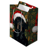 Zwarte labrador kerst medium cadeauzakje (Voorkant Gekanteld)