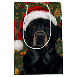 Zwarte labrador kerst medium cadeauzakje
