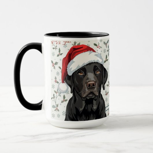 Zwarte labrador kerst  mok (Links)
