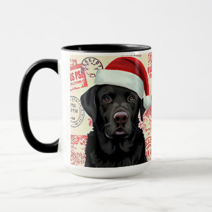 Zwarte labrador kerst mok