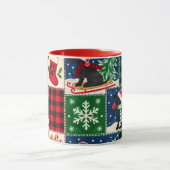 Zwarte Labrador Kerst Patchwork Deken Mok (Midden)