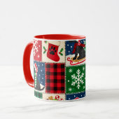 Zwarte Labrador Kerst Patchwork Deken Mok (Voorkant links)