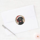Zwarte labrador kerst ronde sticker (Envelop)