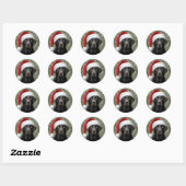 Zwarte labrador kerst ronde sticker (Vel)
