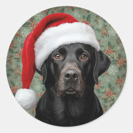 Zwarte labrador kerst ronde sticker