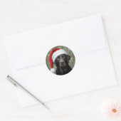 Zwarte labrador kerst ronde sticker (Envelop)