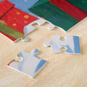 Zwarte Labrador Kerst Sneeuwscène  Legpuzzel (Zijkant)