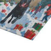 Zwarte Labrador Kerst Sneeuwscène Snijplank (Hoek)