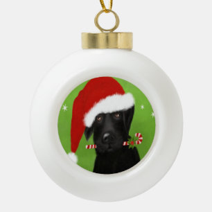 Zwarte labrador - Kerstadehond keramisch versierin Keramische Bal Ornament