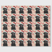 Zwarte labrador kerstcadeau verpakking cadeaupapier (Vlak)