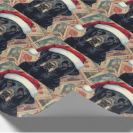 Zwarte labrador kerstcadeau verpakking cadeaupapier