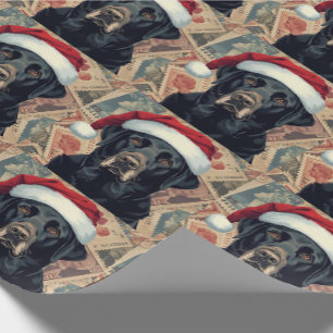 Zwarte labrador kerstcadeau verpakking cadeaupapier