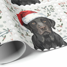 Zwarte labrador kerstcadeau verpakking cadeaupapier