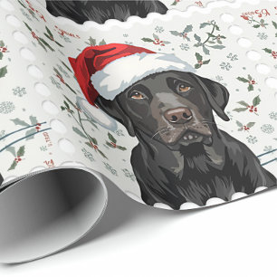 Zwarte labrador kerstcadeau verpakking cadeaupapier