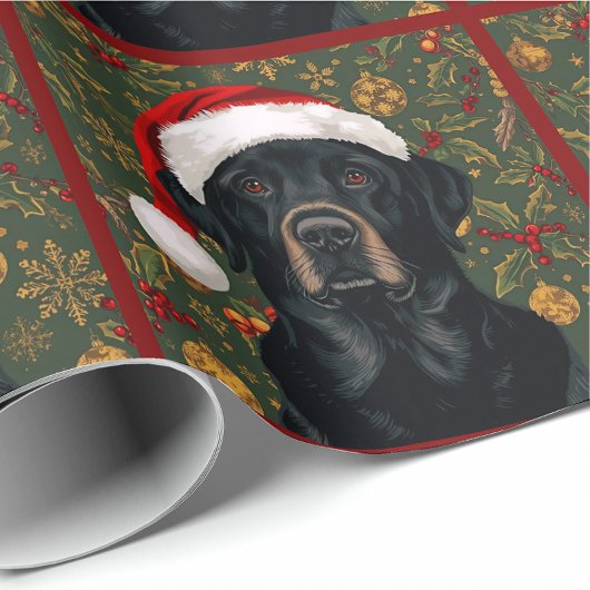 Zwarte labrador kerstcadeau verpakking cadeaupapier