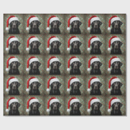 Zwarte labrador kerstcadeau verpakking cadeaupapier