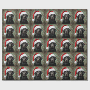 Zwarte labrador kerstcadeau verpakking cadeaupapier