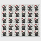 Zwarte labrador kerstcadeau verpakking cadeaupapier (Vlak)