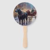 Zwarte Labrador Kerstfeest Seizoen Handwaaier (Achterkant)