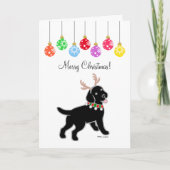 Zwarte Labrador kerstgewei en Ornamenten Feestdagen Kaart (Voorkant)