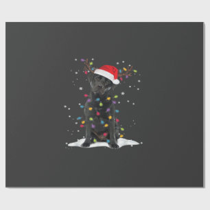 Zwarte Labrador Kersthond Kerstboom Licht Klas Cadeaupapier