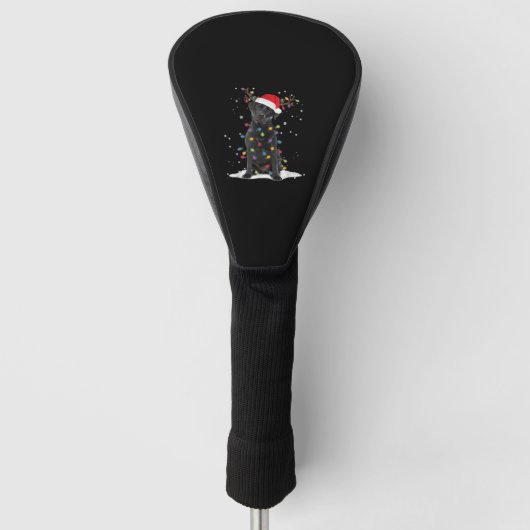 Zwarte Labrador Kersthond Kerstboom Licht Klasse Golfheadcover (Voorkant)