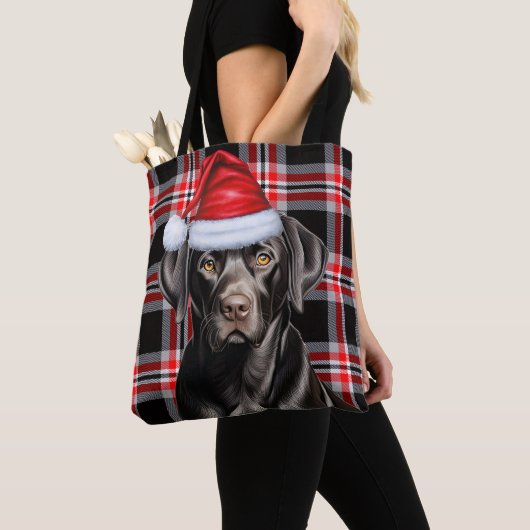 Zwarte Labrador Kersthond Seizoensruit Tote Bag (Dichtbij)