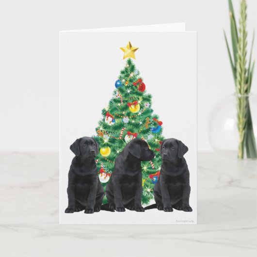 Zwarte Labrador-kerstkaart Feestdagen Kaart (Voorkant)