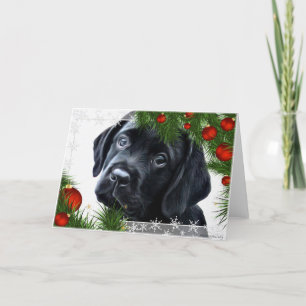 Zwarte Labrador-kerstkaart Feestdagen Kaart