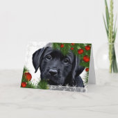Zwarte Labrador-kerstkaart Feestdagen Kaart (Voorkant)