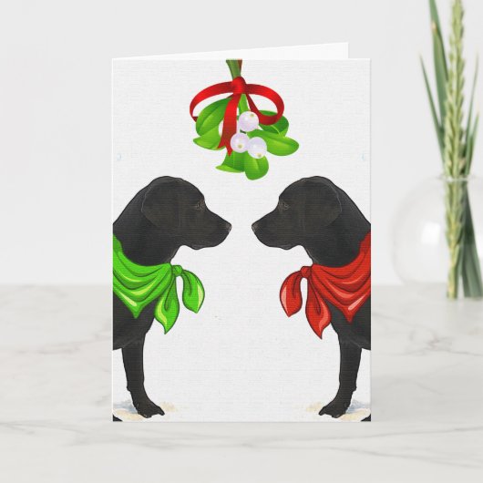 Zwarte Labrador-kerstkaart Feestdagen Kaart (Voorkant)