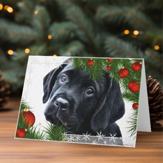 Zwarte Labrador-kerstkaart Feestdagen Kaart