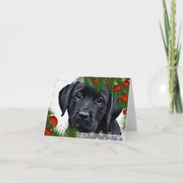 Zwarte Labrador-kerstkaart Feestdagen Kaart