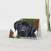 Zwarte Labrador-kerstkaart Feestdagen Kaart (Voorkant)