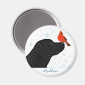 Zwarte labrador kerstkardinaal - Cute Dog Magneet (Voorkant / Achterkant)