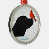Zwarte labrador kerstkardinaal - Cute Dog Metalen Ornament (Rechts)