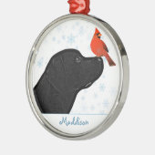 Zwarte labrador kerstkardinaal - Cute Dog Metalen Ornament (Links)