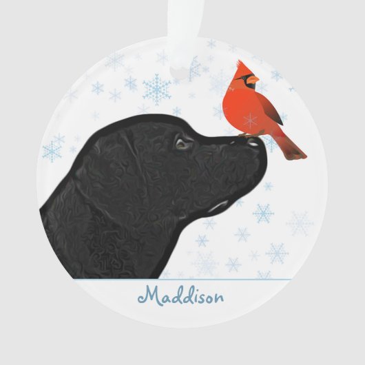 Zwarte labrador kerstkardinaal - Cute Dog Ornament (voorkant)