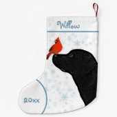 Zwarte labrador kerstkardinaal - Cute Lab Dog Kleine Kerstsok (Achterkant)