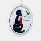 Zwarte labrador kerstkerstkerstkerstkerstkerstman keramisch ornament (Rechts)