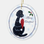 Zwarte labrador kerstkerstkerstkerstkerstkerstman keramisch ornament (Links)