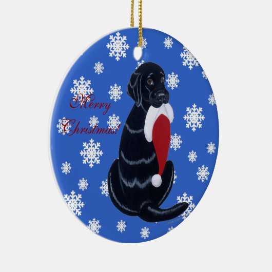 Zwarte labrador kerstkerstkerstkerstkerstkerstman  keramisch ornament (Rechts)
